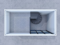 Maison conteneur DYCE au design moderne personnalisé avec mur-rideau en verre, escalier en colimaçon, bureau et logements