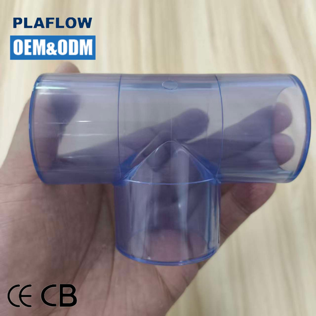 High Quality Smooth Pressure Transparent UPVC 4 Inch Chemical Resistant Water Supply Tee Pressure Equal Joint Fitting