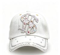 Casquette de baseball tendance avec strass colorés scintillants en forme de signe dollar, plusieurs couleurs disponibles, vente en gros
