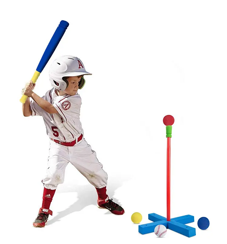 Camiseta de béisbol de espuma suave para niños pequeños, conjunto de béisbol con murciélagos