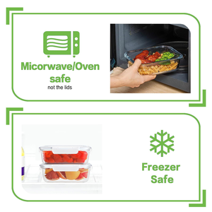 Clear Glass Bowls with Airtight Snap Lid Square Round Rectangular Food <b>Storage</b> Canisters for Meal Prep Vegetable Fridge Pantry - Product Image 3
