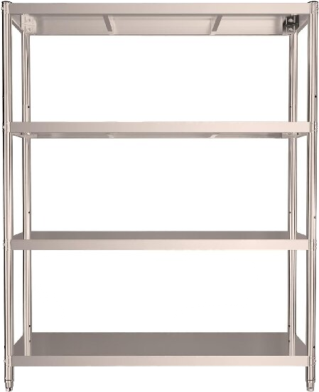 201/304 4 Layers Stainless Steel Shelf Adjustable Metal Storage Rack Assembleable Industrial Shelving