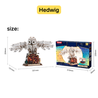 Bloques de Construcción Motorizados de Harry Hedwig Owl, Bloques de Construcción 3D, Juguetes con Alas Móviles, Accesorios de Potter, Juguetes de Regalo