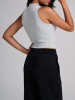 Débardeur de yoga côtelé sans manches pour femme, grande taille, hiver, demi-zip, haute extensibilité, séchage rapide, sans couture, pour la gym et l'entraînement