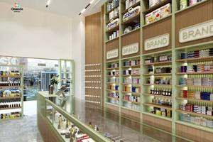 Custom Pharmacy Store Interior Wooden <b>Stainless</b> <b>Steel</b> <b>Shelving</b> Units for Drugstore Display Modern Pharmacy Shop Design Solutions - Product Image 3