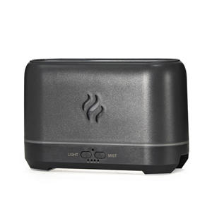 Diffuseur d'arômes ultrasonique en forme de flamme 200 ml, humidificateur d'huiles essentielles, style nordique, noir, gris foncé, blanc, grain de bois clair - Product Image 1