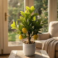 Offre Spéciale : Plante Artificielle Mini Bonsaï Citron Réaliste Faite à la Main pour Décoration Maison et Jardin – Idéale Thanksgiving, Pâques, Noël