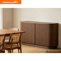 Buffet moderne en chêne massif à cannelures, style Mulholland, 2 portes, meuble de salle à manger de luxe