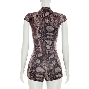 Viviblook J26RP251 Mono corto informal de verano para mujer con cuello alto y botones estampados - Product Image 4