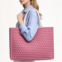 Sac fourre-tout promotionnel en gros, impression personnalisée, sac de shopping pour femme, sac à main jacquard, fournisseur d'usine OEM