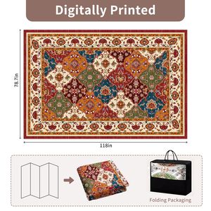 Alfombra Rectangular Bohemia con Diseño Floral, Lavable, de Fibra de Poliéster, para Decoración del Hogar, Sala de Estar o Dormitorio - Product Image 4