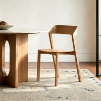 Chaise de salle à manger empilable en bois massif, design nordique, dossier simple et moderne, idéale pour les salons de thé, les cafés et l'usage domestique