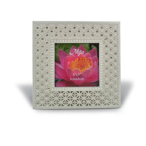Cornice Portafoto in Cristallo Mjto 3x3 Pollici 8cmx8cm Argento Cornice Decorativa - Product Image 1