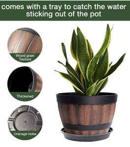 Rústico antiguo Durable PP plástico imitado <span class=keywords><strong>madera</strong></span> whisky barril suculenta planta hierbas tinas maceta - Product Image 3