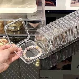 Transparent Jewelry Storage Box Stackable With Lid For Bracelets Necklaces Desktop Organizer Display Case Solid Color 1pc - Product Image 1