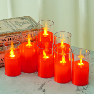 <span class=keywords><strong>Bougie</strong></span> sans <span class=keywords><strong>flamme</strong></span> à <span class=keywords><strong>LED</strong></span> <span class=keywords><strong>rouge</strong></span> avec manchon en acrylique transparent, <span class=keywords><strong>flamme</strong></span> <span class=keywords><strong>vacillante</strong></span> pour mariage, décoration intérieure, éclairage d'ambiance, fonctionne sur piles - Product Image 3