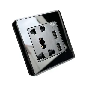 OSWELL uk wall socket with usb ports gold glass wall Multifunctional socket Universal pulg