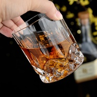 Whisky Old Fashion gaufrage verre cristal gobelet 4 verres ensemble avec boîte-cadeau de couleur