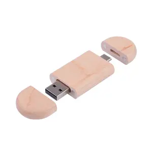 the new style wooden otg usb flash drives usb pen drive with type c and android port 4g 8g 16g 64g memory stick