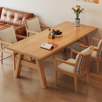 Table à manger en bois de caoutchouc rustique moderne, écologique et durable pour la cuisine, la salle à manger et le salon DB06 #