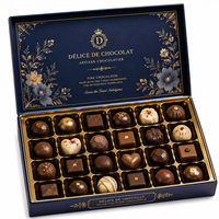Coffret Cadeau de Luxe Personnalisé de Chocolats au Lait de Noël Recyclables - Assortiment de Chocolats Artisanaux Premium pour Collations, Finition Mate