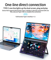 Moniteur portable triple 15,6 pouces 1080P, pas besoin d'installation de pilotes, support pliable, écran auto-rotatif, affichage Type-C