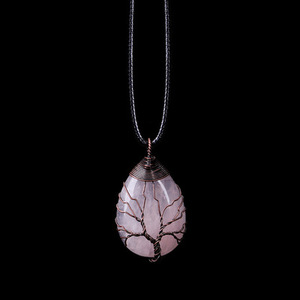 Pendentif arbre de vie en cristal naturel Simple, 1 pièce, collier d'améthyste en Quartz Rose, minéraux, bijoux pour hommes et femmes, cadeaux DIY - Product Image 4