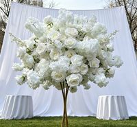 Arrangement de fleurs artificielles en soie faites à la main, centre de table blanc pour mariage, fête des mères, événements, fleurs au toucher réel, personnalisées