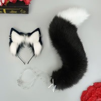 Serre-tête en peluche oreilles de renard style Anime Lolita, ensemble queue longue surdimensionnée, fourrure synthétique, pour performance scénique et masquerade therian