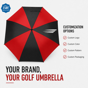 Parapluie de golf professionnel double couche 54 60 68 pouces, design ventilé, ouverture automatique, armature en fibre de verre, pour la pluie - Product Image 1