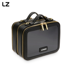 LZ grande capacità personalizzabile doppio strato di pelle custodia per il trucco portatile da viaggio Organizer cerniera impermeabile borsa cosmetica <span class=keywords><strong>Trousse</strong></span> - Product Image 2
