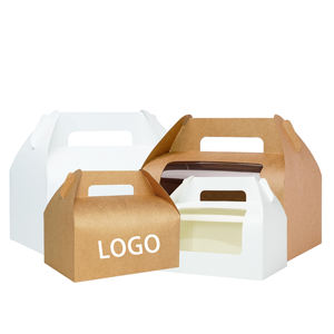 Scatola di imballaggio per Fast Food con Logo personalizzato cibo marrone Kraft bianco salumi da asporto contenitore goffratura scatola pranzo in carta gratis - Product Image 1