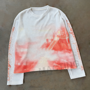 Áo thun nam tay dài chất liệu cotton dệt tổ ong giữ nhiệt, in kỹ thuật số chất lượng cao, họa tiết nhuộm tie dye, cổ tròn rộng rãi, kiểu dáng oversized. - Product Image 1