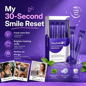 Enjuague Bucal Blanqueador de Dientes Personalizable, 20 Unidades de 12 ml, Enjuague Bucal en Tiras Portátil Glorysmile <span class=keywords><strong>V34</strong></span>, <span class=keywords><strong>Corrector</strong></span> de Color Morado - Product Image 1