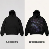 Sweat à capuche noir Original Plum Shadow Grid, pull streetwear violet abstrait pour la vente en gros de vêtements personnalisés