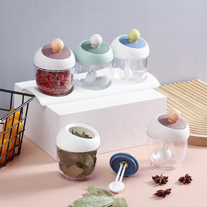 Household Kitchen <b>Spice</b> <b>Jar</b> Set With Spoon Airtight Plastic Lid Solid Seasonings Storage Container M Size Cover Design - Product Image 3