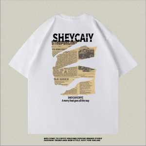 T-Shirt da <span class=keywords><strong>Uomo</strong></span> Oversize Stile Streetwear con Grafica in Puro Cotone Morbido e Traspirante, Design Stampato a Maglia da Produttore di Abbigliamento Maschile - Product Image 4