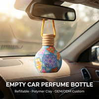 Bouteille de parfum pour voiture en argile polymère colorée de 10 ml, vide, de qualité supérieure, avec bouchon en bois et cordon - MOQ 10000 pièces