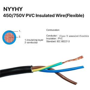 0.6/1KV 4 Core <span class=keywords><strong>5</strong></span> Core fil électrique <span class=keywords><strong>10mm2</strong></span> 16mm2 25mm2 PVC NYY-J NYY-O câble d'alimentation - Product Image 6