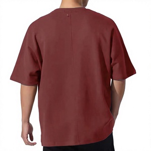 Men's Oversized Solid Color Cotton Crewneck T-<b>Shirt</b> Short Sleeve Drop Shoulder Casual Style Regular Length Knitted Jersey Fabric - Product Image 5