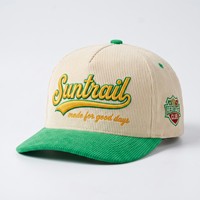 Casquette de baseball structurée à 5 panneaux en velours côtelé bicolore, avec broderie 3D en relief personnalisée, style automne-hiver, profil haut, fermeture snapback