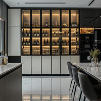 Buffet moderne de luxe en bois massif et acier inoxydable avec casier à vin en verre de haute qualité, refroidisseur, écologique et grande capacité pour l'affichage du vin