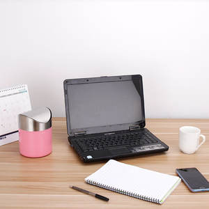 Mini <span class=keywords><strong>poubelle</strong></span> en acier inoxydable avec couvercle à roulettes, petite <span class=keywords><strong>poubelle</strong></span> de bureau pour le bureau, la maison, la voiture, l'école, portable et pratique - Product Image 2