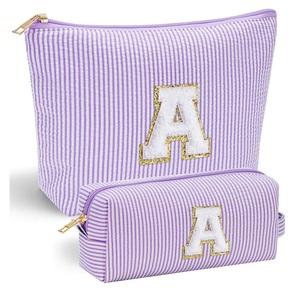 Seersucker Makeup Bag <b>Travel</b> Women's <b>Handbags</b> Purse Makeup Bag Holiday <b>Travel</b> Convenience Pack Shopping Canvas Bag Beach <b>Handbag</b> - Product Image 3