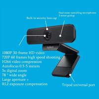 Logitech C925e 1080P Webcam Bisnis Asli dengan Koreksi Cahaya RightLight 2, Mikrofon Stereo, Sudut Lebar, Kamera Web USB