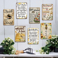 Juego de Letreros Metálicos Vintage con Temática de Abejas, Decoración de Pared con Reglas de la Colmena Retro para Jardín y Hogar