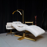 Nouveau Design Populaire Lit Facial Vert Courbé Moderne pour Soins des Cils et du Visage pour Salons de Beauté