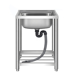 Lavello Autoportante <span class=keywords><strong>in</strong></span> <span class=keywords><strong>Acciaio</strong></span> Inox per <span class=keywords><strong>Bagno</strong></span>, Giardino Esterno, <span class=keywords><strong>Lavabo</strong></span> Smontabile e Lavandino per Piatti da Cucina per Uso Domestico e Commerciale - Product Image 4