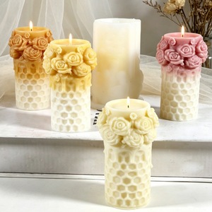 Rose Honeycomb <b>Candle</b> <b>Mold</b> Cylindrical Silicone DIY <b>Candle</b> Making <b>Mold</b> For Wedding Decorations - Product Image 4