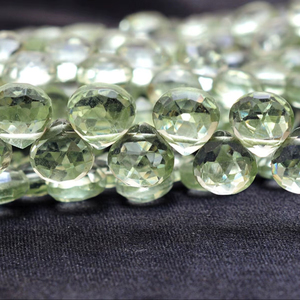 Briolette de corazón facetado de cristal de amatista verde AAA, cuentas de 5mm-7mm, Briolette de piedras preciosas de cuarzo hidráulico de amatista verde para la fabricación de joyas - Product Image 1